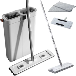 Lapos felmosó és kétrekeszes mikroszálas vödör takarítókészlet