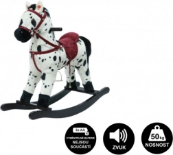 Elemes, hangot adó és mozgó plüss hintaló – Fehér-barna