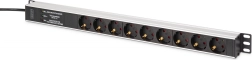 Rack DIGITUS PDU tápcsík 9× Schuko túlfeszültség-védelemmel és EMI/RFI szűrővel, 620 mm