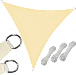 Vízálló háromszög alakú kerti árnyékoló ponyva 3 x 3 x 3 m – krémszínű