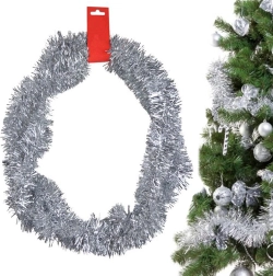 Karácsonyi ezüst lametta füzér 2 m