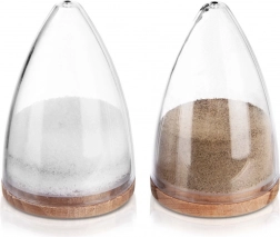 Só- és borsszóró, 2 darabos készlet, kúp alakú design fa tetővel