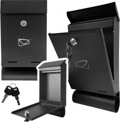 Horganyzott acél levélszekrény újságtartó hengerrel, fekete 32,5 × 22,5 × 9,5 cm