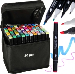 Kétvégű alkoholos markerek tokban, állvánnyal – 80