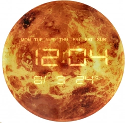 Fali óra Mars bolygóval, LED kijelzővel, 32 cm – Narancssárga