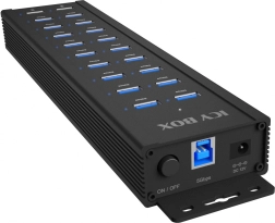 Icy Box IB-HUB1720-U3 20 portos USB hub 96 W tápegységgel