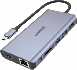 Multifunkciós USB-C hub 2x USB 3.1, HDMI 2.0, DP 1.4, RJ45, SD, Power Delivery
