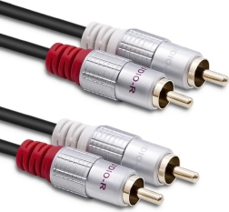 Összekötő audiokábel 2×RCA apa – 2×RCA apa, 3 m, fekete, QOLTEC