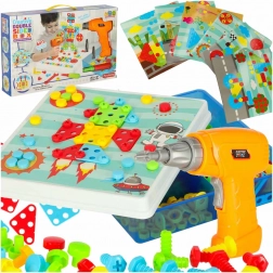 Kreatív építőkészlet játékfúróval bőröndben, 261 darab