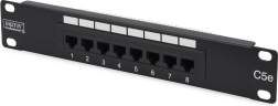 Patch panel 10" 8 portos kat. 5e U/UTP 1U fekete DIGITUS