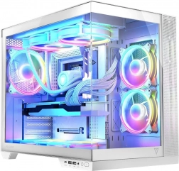Számítógépház VOLCANO Panorama Apex ARGB, 7× ARGB ventilátorral, fehér