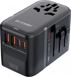 Univerzális utazóadapter BLITZWOLF BW-TA2 GaN 100 W teljesítménnyel és USB-C/USB-A gyorstöltéssel