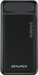 Powerbank 20000 mAh P6K kijelzővel és 2× USB‑A