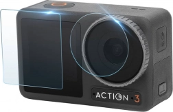 Edzett védőkészlet Sunnylife DJI Osmo Action 3-hoz – üvegek a kijelzőre és az objektívre