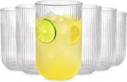 Vilde 400 ml pohárkészlet, 6 db – bordázott, átlátszó italospoharak