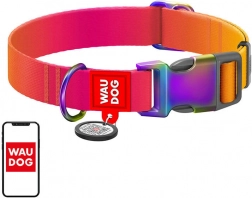 Waudog QR kóddal ellátott nejlonszíj kutyáknak, színátmenetes, narancssárga, XL méret