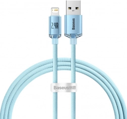 Kabel USB az Apple eszközökhöz Baseus Crystal Shine, 2.4A, 1.2 m kék színben
