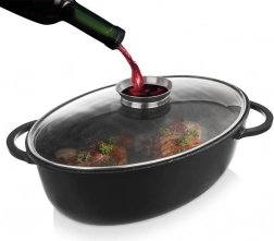 Ovális gránit tepsi fedővel 8 l, 45 × 27,5 cm