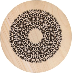 Fa edényalátét mandala mintával, 20 cm