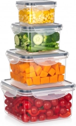 Légmentesen záródó élelmiszertároló dobozok szettje tömítéssel, 4 db