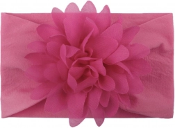 Virágos gyermek fejpánt – sötét rózsaszín, széles