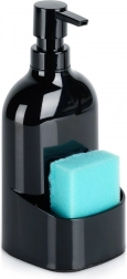 Mosogatószer-adagoló szivacstartó rekesszel, fekete 500 ml