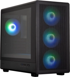 M5 Black mATX Mini Tower számítógépház 4 ARGB ventilátorral