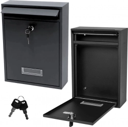 Horganyzott acél levélszekrény, fekete 32 × 21,5 × 8,5 cm