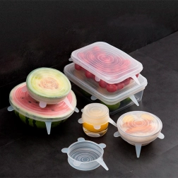 Szilikon élelmiszerfedők (univerzális) 6 db - fehér