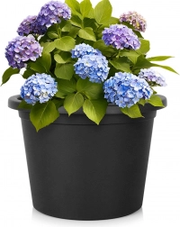 Műanyag kerti virágcserép fekete, kerek, 39 cm