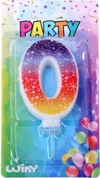 Parti gyertya 0 számmal és csillagokkal