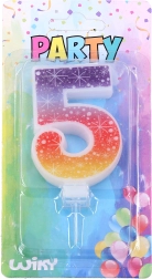 Party gyertya szám 5 Csillagokkal