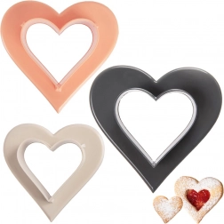 Kétoldalas szív alakú süteményszaggatók, 3 darabos készlet