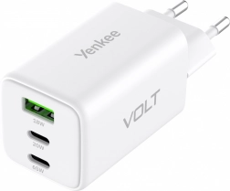 VOLT 65 W GaN hálózati töltő, 3× USB (2× USB‑C + 1× USB‑A) Power Delivery 3.0 és QC 4.0 támogatással