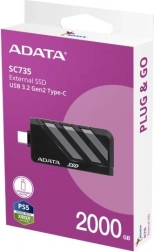 külső ssd adata sc735 2 tb usb 3.2 gen 2 (akár 1050/1000 mb/s) szürke