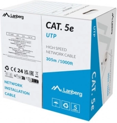 Lanberg hálózati kábel UTP Kat.5E 305m szürke Fluke tesztelt