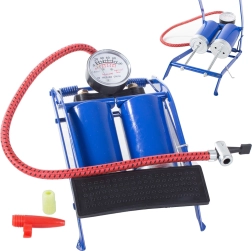 Autós lábpumpa dupla dugattyúval és kerékpár adapterekkel