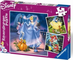 Ravensburger puzzle Disney hercegnők Hófehérke, Hamupipőke és Ariel 3×49 darab
