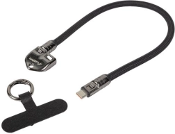 Lanberg USB-C kábel kulcstartóval és pánttal, 30 cm, 240 W, fekete