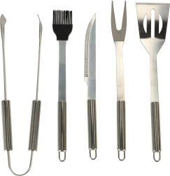 Evőeszköz kiegészítő készlet grillező evőeszközökkel bőröndben 6 az 1-ben