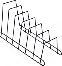 Fém fedő- és tányértartó, fekete, 34,5 × 14 × 19 cm