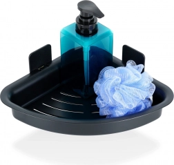 Sarok zuhanypolc fekete, öntapadós 28 × 22 × 8 cm