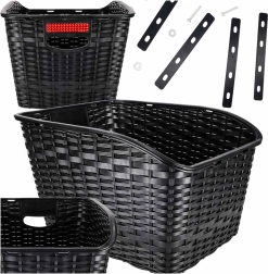 Rattan hatású hátsó kerékpárkosár csomagtartóra prizmával