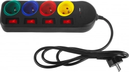 MACLEAN túlfeszültségvédős hosszabbító 4 aljzattal, kapcsolókkal és USB-A/USB-C 1,5 m