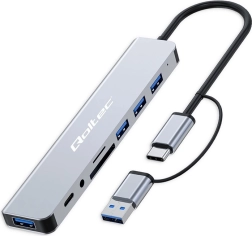 HUB adapter 8v1 USB-C/USB SD/TF kártyák támogatásával és 3,5 mm-es Jack
