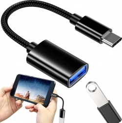 USB-C - USB-A 3.0 OTG adapter fonott kábellel