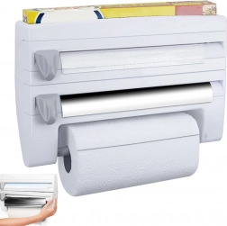 Fali konyhai 4 az 1-ben szervező fóliákhoz és papírtörlőkhöz, polccal