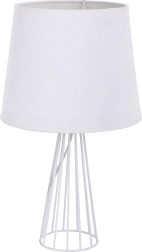 Fehér asztali lámpa fém rácsos talppal, 40 cm