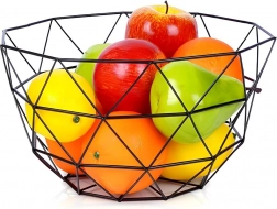 Fém gyümölcskosár levehető kampóval, fekete