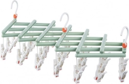Összecsukható ruhaszárító csipeszekkel, 29 klipsz, zöld